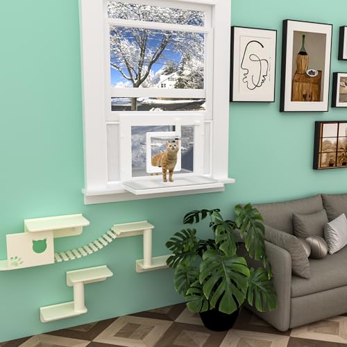 GDLF Winter Cat Window Box – Cat Window Perch Catio with Windproof Cover & Door, Fits 24.3–38.8" Openings (Min Height 16") - size: Fits up to 16"