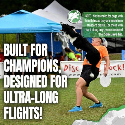 Hyperflite Z-Disc Competition Standard Dog Disc for Dogs (9.25″) | Discs Toys for Outdoor | X-Flash Ultra-Long Flights | Made in The USA | Champions Standard Plastic | 110 Grams | White