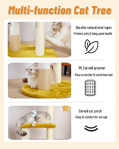 Happi N Pets Cloud Cat Tree, 31.5in Multi-Level Indoor Cat Tower with Scratching Posts, Viewing Perch, Removable & Washable Cushions, Cat Activity Tree with Dangling Toy - size: 31.5" with Scratching Posts