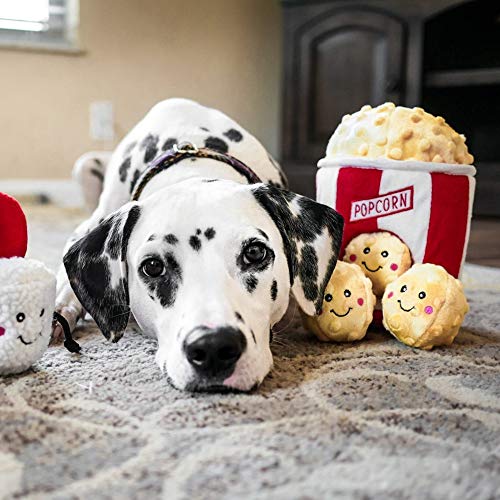 ZippyPaws Burrow- Interactive Dog & Puppy Toys for Boredom, Stimulating Pet Products to Keep Them Busy, Hide & Seek Plush Puzzles, Squeaky Toy for Enrichment, for Small & Medium Dogs- Popcorn Bucket - style: Popcorn Bucket