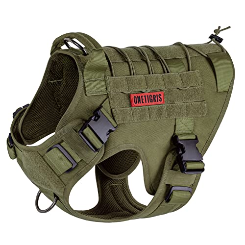 OneTigris Dog Harness, Tactical Dog Harness No-Pull Breathable Adjustable Pet Vest with Handle for Outdoor Walking(Ranger Green,Small) - color: Green, size: S