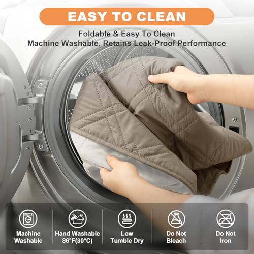 100% Waterproof Dog Bed Cover Pet Blanket 68"x82", 7-Layer Reversible Washable Bed Mat for Furniture Couch Sofa Car (Khaki+Off White)