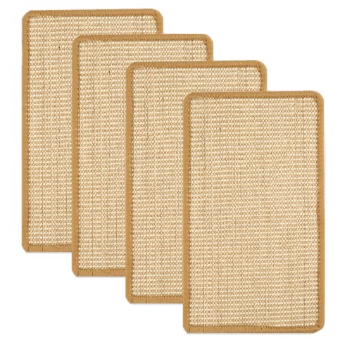 SHENGOCASE 4-Pack 11.8" x 23.6" Sisal Cat Scratching Mat Pad with Hook & Loop Tapes for Wall, Couch, Window Perch, Cat Wall Furniture - size: 11.8“ X 23.6"