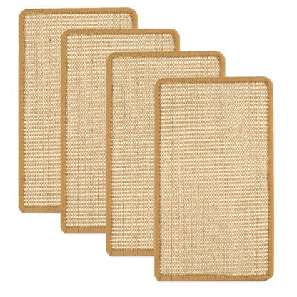 SHENGOCASE 4-Pack 11.8" x 23.6" Sisal Cat Scratching Mat Pad with Hook & Loop Tapes for Wall, Couch, Window Perch, Cat Wall Furniture - size: 11.8“ X 23.6"