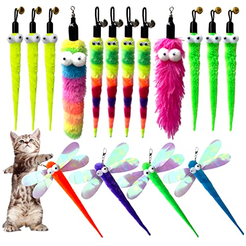 AcceLeah Cat Worm Toy Refills Cats Teaser Toys Cat Wand Refill Wand Replacement Cat Wand Attachments Cat Fishing Pole Toy Refill 16Pcs Cat Worms Refill,Cat Wand Toy Assorted Teaser Refills - color: 16Pcs