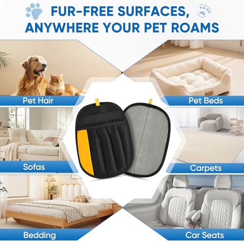 Upgraded Pet Hair Removal Glove, Electrostatic Five-Finger Reusable Pet Hair Remover for Couch, Car Seats, Clothing & Furniture, Dog Cat Fur Grooming Mitt for Laundry & Carpet