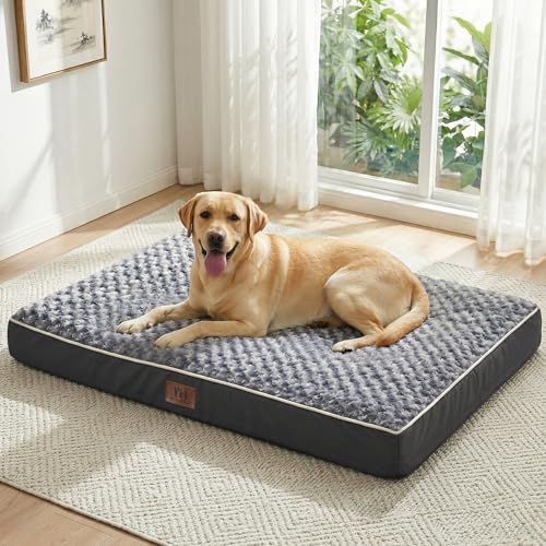 WESTERN HOME WH Large Dog Bed for Large, Jumbo, Medium Dogs, Orthopedic Pet Bed Waterproof Mattress with Removable Washable Cover, Thick Egg Crate Foam Dog Bed with Non-Slip Bottom - color: Grey, size: Egg Crate Foam Extra Large (42" x 30" x 4")