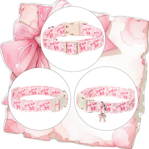 Pink Bow Dog Collar Cute Girl Dog Collars for Puppy Small Dogs - Lightweight Adjustable Girly Spring Female Dogs Everyday Collar with Safety Buckle XS - color: Coquette Bow, size: XS