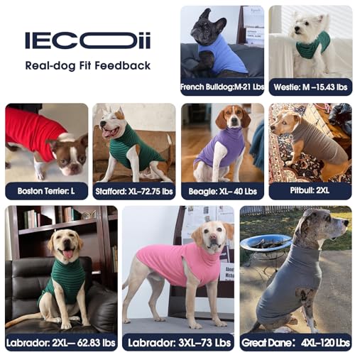 IECOii Dog Fleece Vest Sweater - Stretch Warm Pullover with Turtleneck,Grey,Large, Easy On/Off Winter Dog Sweater for Medium Large Dogs Girl Boy, Winter Fall Jumpsuit with High Neck - color: Grey, size: Large