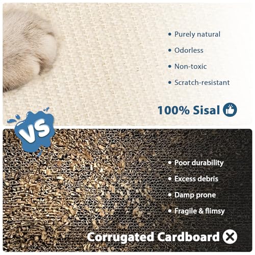 Cat Scratching Post, 5-in-1 Natural Sisal Cat Scratcher with Wood Base, Interactive Ball Track & Spring Feather Toy for Indoor Kittens Small Cats 18" - size: 18 inches