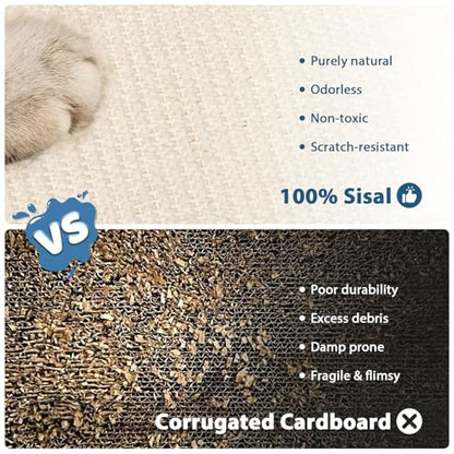 Cat Scratching Post, 5-in-1 Natural Sisal Cat Scratcher with Wood Base, Interactive Ball Track & Spring Feather Toy for Indoor Kittens Small Cats 18" - size: 18 inches
