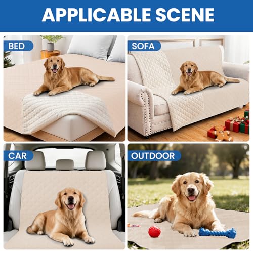 Waterproof Dog Blanket, Non-Slip Soft Pet Bed Cover, Couch Cover for Dogs Washable, Protects Sofa, Furniture, Crate, Car, Tear Resistant Leakproof Pet Blanket (30x53 Inch, Beige) - color: Beige, size: 30" x 53" (Pack of 1)