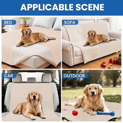 Waterproof Dog Blanket, Non-Slip Soft Pet Bed Cover, Couch Cover for Dogs Washable, Protects Sofa, Furniture, Crate, Car, Tear Resistant Leakproof Pet Blanket (30x70 Inch, Beige) - color: Beige, size: 30" x 70" (Pack of 1)