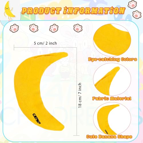 5 Pack Catnip Toys Yellow Banana Cat Chew Catnip Toys Stuffed Catnip Kitten Interactive Banana Cat Pillow for Cats Kitten Indoor Chew Bites Scrub Claws Toys