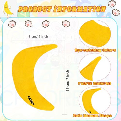 5 Pack Catnip Toys Yellow Banana Cat Chew Catnip Toys Stuffed Catnip Kitten Interactive Banana Cat Pillow for Cats Kitten Indoor Chew Bites Scrub Claws Toys