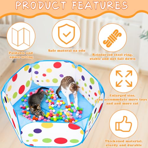 Palksky Interactive Cat Toys with Cat Ball Pit, Toy Balls, Ball Launcher, Spring Toys for Bored Indoor Cats Self Play, Enrichment Toy for Fun and Exercise - style: Cat Toys ( with Ball Launcher )