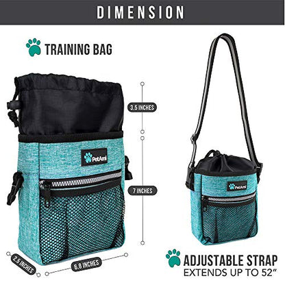PetAmi Dog Treat Pouch | Dog Training Pouch Bag with Waist Shoulder Strap, Poop Bag Dispenser | Treat Training Bag for Treats, Kibbles, Pet Toys | 3 Ways to Wear (Turquoise) | No bowl included - color: Heather Sea Blue