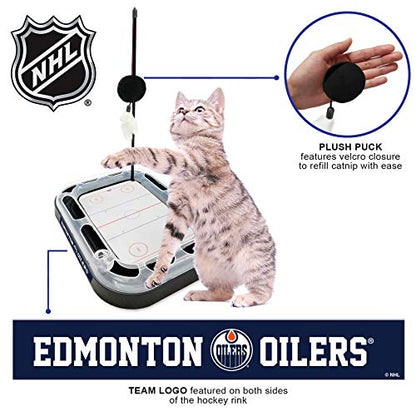 Pets First 5-in-1 NHL Edmonton Oilers Hockey Field Cat Scratcher Toy with Interactive Cat Ball Bell in Tracks - color: Edmonton Oilers