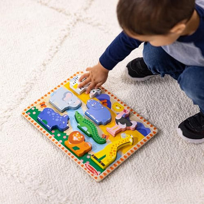 Melissa & Doug Safari Wooden Chunky Puzzle (8 pcs), Educational Screen Free Activity for Toddler, Preschoolers and Kids Ages 2+ - FSC Certified - style: Safari