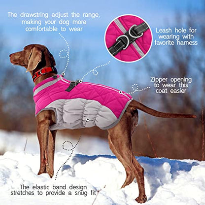 FUAMEY Dog Coat for Small Dogs,Waterproof Dog Winter Jacket with Harness Built in Puppy Cold Weather Coats Reflective Pet Vest with Zipper Warm Fleece Dogs Snowsuit Windproof Pink XS - color: Rose Red, size: XS(chest:14in)