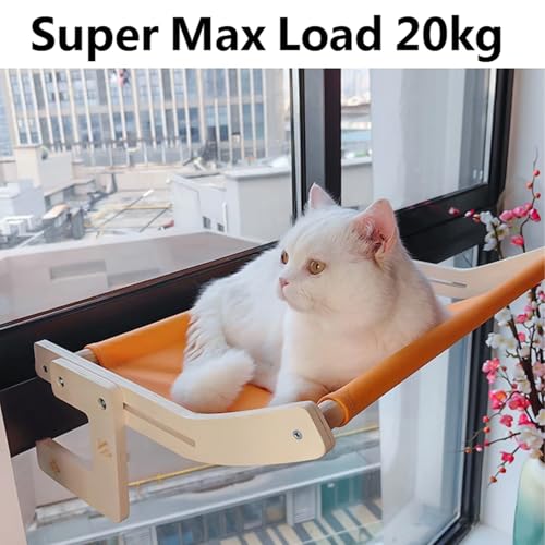 ordinarYone Sturdy Wooden Pet Window Perch With Removable Cushion Adjustable For Different Openings And Beds