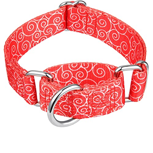 Martingale Collars for Dogs, No Pull Anti-Escape Pet Collar, Heavy Duty for Medium Dogs, Adjustable 14 Inch to 21 Inch, Red, Lucky Clouds - color: Red - Lucky Clouds, size: Medium: 14"-21", 1" Wide