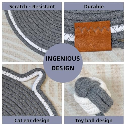 Cat Scratcher Mat, Natural Cotton Rope Cat Scratching Pad, 16.9'' Round Cat Wall & Floor Scratch Pad, Durable Double - Sided Cat Scratcher, Furniture Protector for Wall, Sofa, Couch, Carpet, Dark Grey - color: Dark Grey