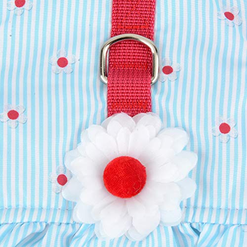Zunea No Pull Small Dog Girl Harness Dress Escape Proof Cat Kitten Vest Harness Leash Set Step-in Soft Cotton Padded Striped and Flowers Printed Jacket Chihuahua Puppy Clothes for Walking Blue XS - color: blue daisy, size: XS (Chest:12.2-13.7", Neck:8.2-9