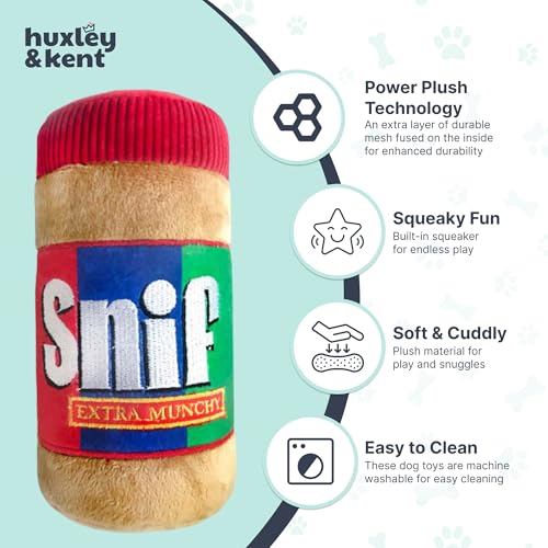 Huxley & Kent Funny Dog Toy w/Squeaker – Power Plush Squeaky Dog Toys for Small, Medium & Large Dogs – Soft Stuffed Animal for Indoor Play & Fetch - Snif, Small - size: Small, style: Snif
