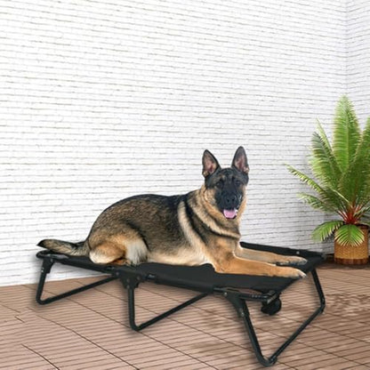 Elevated Raised Dog Bed Cot with Breathable Mesh,Folding No Assembly, Indoor/Outdoor Travel Outside Cooling Camping Dog Beds Pet Hammock for Large Dogs, Black - size: Large