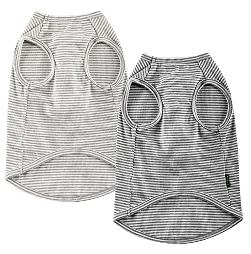 Dog Shirt,Combed Cotton T-Shirts,Soft Cool Boy Girl Tee for Small Dogs Kitty Puppy Chihuahua,Grey Striped XS - color: Light & Deep Grey Striped, size: X-Small