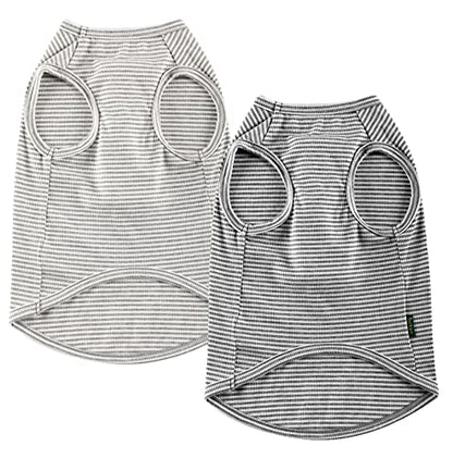 Dog Shirt,Combed Cotton T-Shirts,Soft Cool Boy Girl Tee for Small Dogs Kitty Puppy Chihuahua,Grey Striped S - color: Light & Deep Grey Striped, size: Small