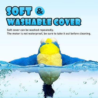 Cat Toys, Flapping Wings Blue-Bird, No Flying, Chirping Bird Interactive Catnip Toy for Kitten or Small Dogs, Touch Activated, Rechargeable - color: Blue Bird