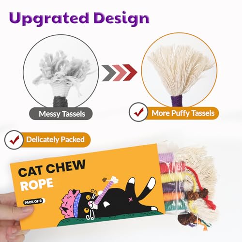 Kitten Toys, Cat Chew Toy for Teeth Cleaning, Catnip Rope Toys for Indoor Kittens, Interactive Cat Nip Teething Toys for Cats, Kitty Kicker Toy, 6 Pack (Plus 3 Pouches of Catnip) - size: Small 6 Pack