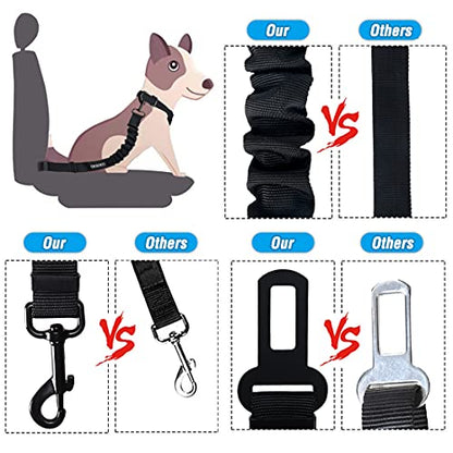 Dog Seat Belt,3 Piece Set Retractable Dog Car Harness Adjustable for Vehicle Nylon Pet Safety Heavy Duty & Elastic - color: Set 03-Black+Blue