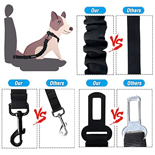 Dog Seat Belt,3 Piece Set Retractable Dog Car Harness Adjustable Seat Belt for Vehicle Nylon Pet Safety Seat Belts Heavy Duty & Elastic - color: Set 06-Pink+Blue
