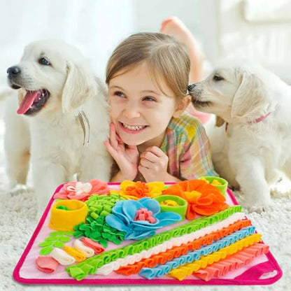 Snuffle Mat for Dogs, Sniff Mat Slow Feeding Mat for Small Pets Cats, Rabbits - Help Stress Relief and Training - Stimulate Your Pet's Foraging Skills! (Pink) - color: Pink