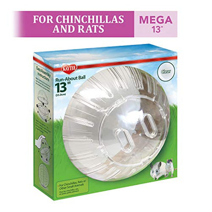 Kaytee 13" Clear Run-About Exercise Ball For Pet Rats & Chinchillas - color: Clear, size: 13"