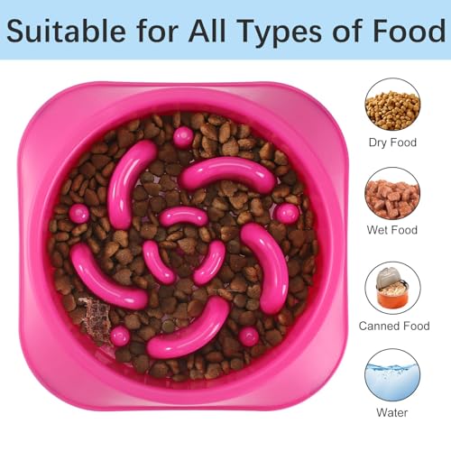 MateeyLife Slow Feeder Dog Bowls 2PCS, Anti-Choking Puzzle Dog Food Bowls, Anti-Slip Interactive Feeding Slow Down Eating, Bloat Stop Maze Dishes for Medium Large Breeds Purple&DarkBlue - color: C-Purple&DarkBlue, size: Medium