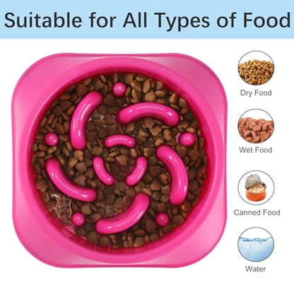 MateeyLife Slow Feeder Dog Bowls 2PCS, Anti-Choking Puzzle Dog Food Bowls, Anti-Slip Interactive Feeding Slow Down Eating, Bloat Stop Maze Dishes for Medium Large Breeds Purple&DarkBlue - color: C-Purple&DarkBlue, size: Medium