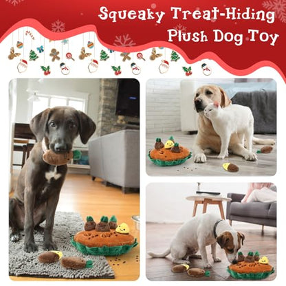 Skylety 7 Pcs Interactive Dog Toys Set, Snuffle Mat for Dogs, Treat Hiding Puzzle and Squeaky Plush, Sweet Potato Dog Toys for Small Medium Dogs, Training and Boredom Relief Plaything - style: Sweet Potato