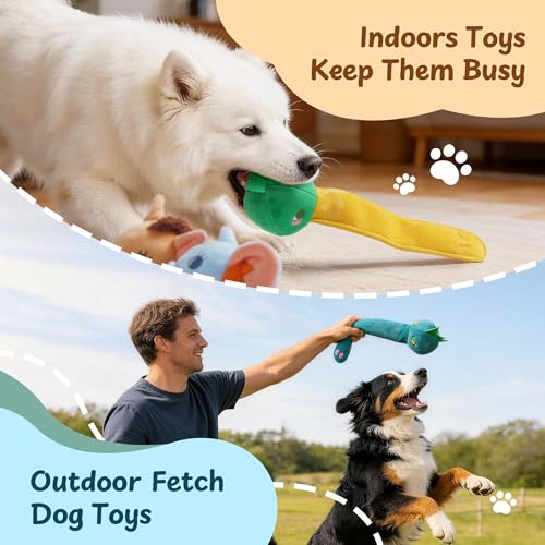 Nocciola Dog Squeak Toys 5pcs, Dog Toys to Keep Them Busy for Aggressive Chewers, Hide and Seek Crinkle Dog Toy for Large Dogs, Long Face Wild Animals Playground Series - style: 5Pcs