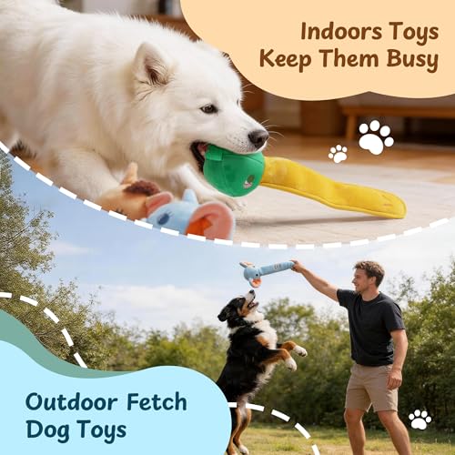 Nocciola Dog Squeak Toys 3pcs, Dog Toys to Keep Them Busy for Aggressive Chewers, Hide and Seek Crinkle Dog Toy for Large Dogs, Long Face Wild Animals Playground Series - style: Horse Elephant, Duck