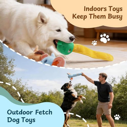 Nocciola Dog Squeak Toys 3pcs, Dog Toys to Keep Them Busy for Aggressive Chewers, Hide and Seek Crinkle Dog Toy for Large Dogs, Long Face Wild Animals Playground Series - style: Horse Elephant, Duck
