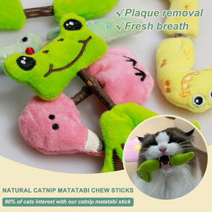 Interactive Cat Toys Set, Silvervine Chew Sticks and Cat Crinkle Balls, Indoor Cat Toys for Exercise and Dental Care, for All Cat Breeds (7 Pack) - color: 7 Pack