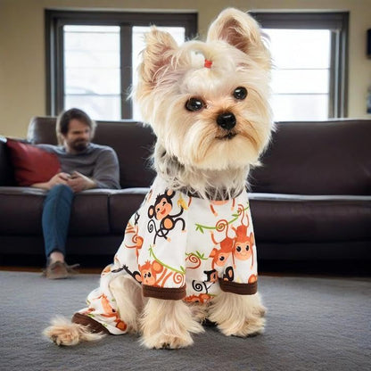 Dog Pajamas for Small Dogs, Soft Thin Pjs Jammies Cat Doggie, Summer Pet Cute Puppy Clothes Outfits Dogs Boy Girl(Monkey,XS) - color: Monkey, size: X-Small (Chest 11.8 in)