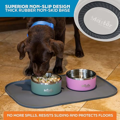 Master Pet Supply Stainless Steel Dog Bowls - 32 oz, Heavy Duty - Bone White, Double Wall Extra-Thick Insulated, Non-Slip Pet Water Bowl for Dogs, Cats & Pets, Anti Rust Metal, Dish Washer Safe - color: Bone White, size: 4 Cups (32 oz)