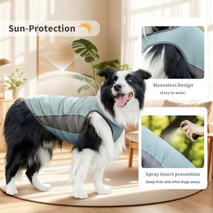 Dog Shirt, Cooling Vest Lightweight Breathable, Dog T-Shirts All-Season Sun Protection Quick Dry Soft Stretchy Reflective Tank Top - Small Medium Large Dogs (Misty Glade+Water Drop, Small) - color: Misty Glade+Water Drop, size: Small (18-24lbs)