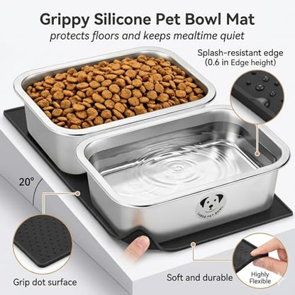 2 Pack Stainless Steel Dog Bowls for Large Dogs with Non-Slip Mat, High Capacity Metal Dog Food Bowls, Food and Water Bowl for Larges, X-Large, and Big Dogs 0.85 Gallons - color: 0.85 Gallons Bowls With Non-slip Mat