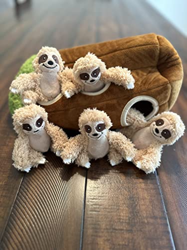Glow Pups Hide and Seek Dog Toy, Plush Sloth in Tree, Squeaky Interactive Fun, Promotes Mental Stimulation, Keep Your Dog Entertained, Easy to Clean, Soft & Plush, Large, Brown/Green - size: Large